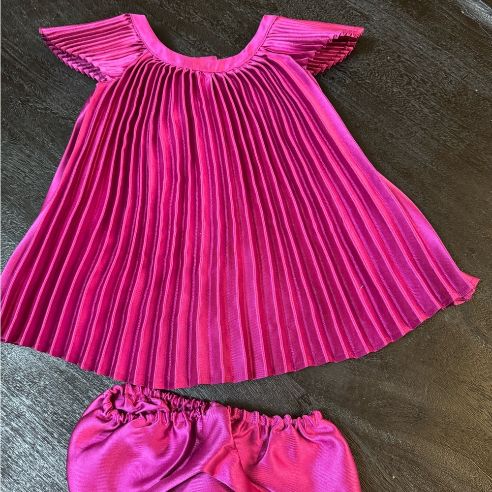 The Brand Label Mini Magenta Pleated Kids Formal Dress
